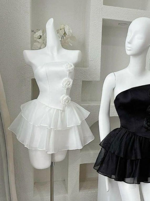 Luolandi Straps A-Line Beading Mini Party Dress Homecoming Dress With Flowers